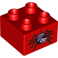 Duplo Brick 2 x 2 with Spider Print (Red)