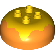 Duplo Brick Round 4 x 4 Dome Top with 2 x 2 Studs - Marbled Yellow 'Frosting' or Rocket Flame (Orange)