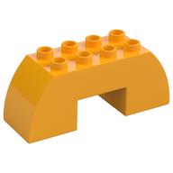 Duplo Brick 2 x 6 x 2 Curved with 2 x 2 Cutout on Bottom (Bright Light Orange)