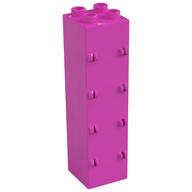 Duplo Building Wall 2 x 2 x 6 with Drawer Slots on One Side and Eight Hinges on the Other (Dark Pink)
