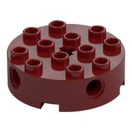 Brick Round 4 x 4 with 4 Side Pin Holes and Center Axle Hole (Dark Red)