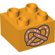 Duplo Brick 2 x 2 with Pretzel Print (Bright Light Orange)