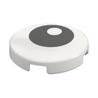 Tile Round 2 x 2 with Offset Black Eye Print (White)