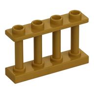 Fence Spindled 1 x 4 x 2 [4 Top Studs] (Pearl Gold)
