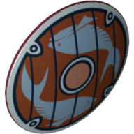Shield Round Bowed with Fish Print (Dark Red)