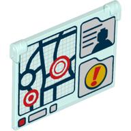 Glass for Window 1 x 4 x 3 - Opening with Map, Minifig Silhouette and Exclamation Mark Print (Trans-Light Blue)