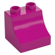 Duplo Brick 2 x 2 x 1 1/2 with Curve (Magenta)