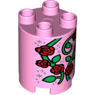 Duplo Brick Round 2 x 2 x 2 with Stylised Climbing Roses Print (Bright Pink)