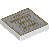 Tile 2 x 2 with Stylised 'Menu, Hors D'Oeuvres, Entrees and Desserts' Print (White)