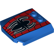 Brick Wedged, Curved Triple 4 x 4 x 2/3, 2 Studs with Spider-Man Logo and Webbing Print (Blue)