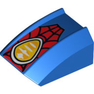Brick Curved 2 x 2 with Lip, No Studs with Spider-Man Logo Print (Blue)