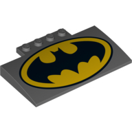 Brick Curved 5 x 8 x 2/3 with Batman Logo Print (Dark Bluish Gray)