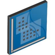 Road Sign Clip-on 2 x 2 Square [Thick Open O Clip] with Curved Blue Lines and Small Black Squares Print (Black)