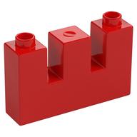Duplo Brick 1 x 4 x 2 with 2 Top Cutouts (Arrow Slits) (Red)