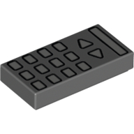 Tile 1 x 2 with TV Remote Control Print (Dark Bluish Gray)