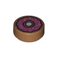 Tile Round 1 x 1 with Doughnut with Dark Pink Frosting and Sprinkles Print (Medium Nougat)