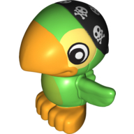 Duplo Animal Parrot with Bandanna Print (Bright Green)