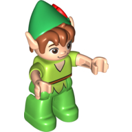 Duplo Figure with Bright Green Hat and Legs, and Light Nougat Face and Arms (Peter Pan) (Lime)