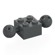 Technic Brick Special 2 x 2 with 10.2mm Balls with Holes and Axle Hole (Dark Bluish Gray)