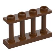 Fence Spindled 1 x 4 x 2 [4 Top Studs] (Reddish Brown)
