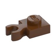 Plate Special 1 x 1 with Clip Vertical [Thick Open O Clip] (Reddish Brown)