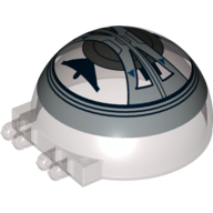 Windscreen 6 x 6 x 3 Canopy Half Sphere with Dual 2 Fingers and Droid Tri-Fighter Cockpit Print (Trans-Brown)