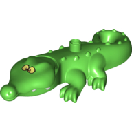 Duplo Animal Alligator / Crocodile, Mouth Opens, Crossed Eyes on Top of Snout Print (Peter Pan) (Bright Green)