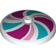 Dish 4 x 4 Inverted [Radar] with Bright Pink, Magenta and Medium Blue Swirls Print (White)