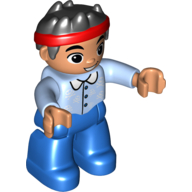 Duplo Figure with Spike Hair and Headband, with Shirt with Collar Print (Jake) (Bright Light Blue)