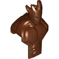 Large Figure Head and Upper Torso with Wood Grain and Leaves Print (Groot) (Reddish Brown)