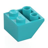 Brick Sloped Inverted 45° 2 x 2 [Ovoid Bottom Pin, Bar-sized Stud Holes] (Medium Azure)