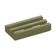 Tile Special 1 x 2 Grille with Bottom Groove (Olive Green)