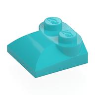Brick Curved 2 x 2 x 2/3 Two Studs and Curved Slope End (Medium Azure)