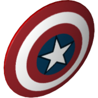 Shield Round Bowed with White and Blue Circles with Star Print (Captain America) (Red)