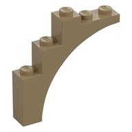 Brick Arch 1 x 5 x 4 [Continuous Bow, Raised Underside Cross Supports] (Dark Tan)