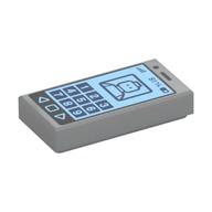 Tile 1 x 2 with Cell Phone with '81%' and Minifig on Screen Print (Light Bluish Gray)