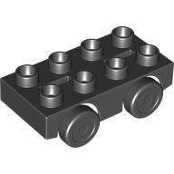 Duplo Car Base 2 x 4 with Black Wheels (Black)