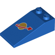 Brick Sloped 18° 4 x 2 with Classic Space Logo Print (Blue)
