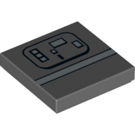 Tile 2 x 2 with White Stripe and Rectangles (Gonk Droid) Print (Dark Bluish Gray)