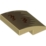 Brick Curved 2 x 2 x 2/3 with Dark Tan Fur Print (Tan)