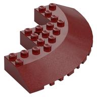 Brick Round Corner 10 x 10 with Slope 33° Edge, Axle Hole, Facet Cutout (Dark Red)