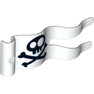 Duplo Flag Wavy 2 x 5 with Skull and Crossbones Print (White)