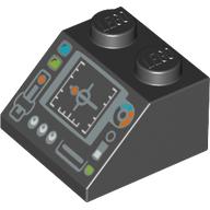 Brick Sloped 45° 2 x 2 with Silver Control Panel and Screen Print (Black)