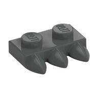 Plate Special 1 x 2 with Three Teeth [Tri-Tooth] (Dark Bluish Gray)