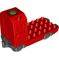 Duplo Train Locomotive Base with Battery Compartment, and Light Bluish Gray Wheels (Red)