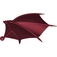 Creature Body Part, Dragon Wing 26 x 16 Folding Right with Spikes and Ball Joint Connector (Dark Red)