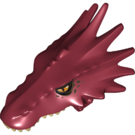 Creature Body Part, Dragon Head Upper Jaw with Spikes with Tan Teeth and Orange Eyes Print (Dark Red)