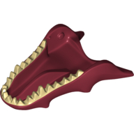Creature Body Part, Dragon Head Lower Jaw with Spikes and Tan Teeth Print (Dark Red)