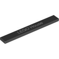 Tile 1 x 8 with 'LEGO® House' Print (Black)