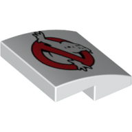 Brick Curved 2 x 2 x 2/3 with Ghostbusters Print (White)